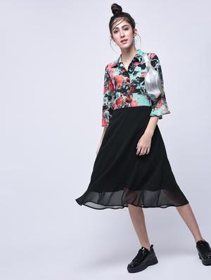 placket detail abstract a-line dress - 15770590 - Standard Image - 2