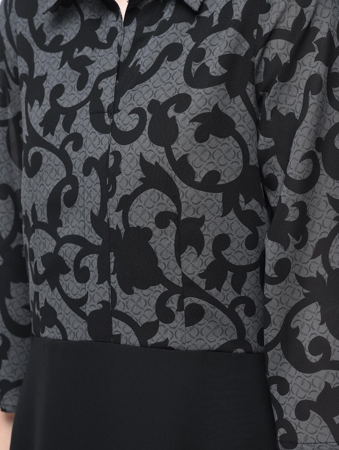 placket detail scroll pattern a-line dress - 15770593 - Zoom Image - 5
