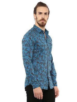 blue floral printed casual shirt - 15772701 - Standard Image - 2