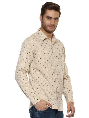 beige printed casual shirt - 15772750 - Standard Image - 2
