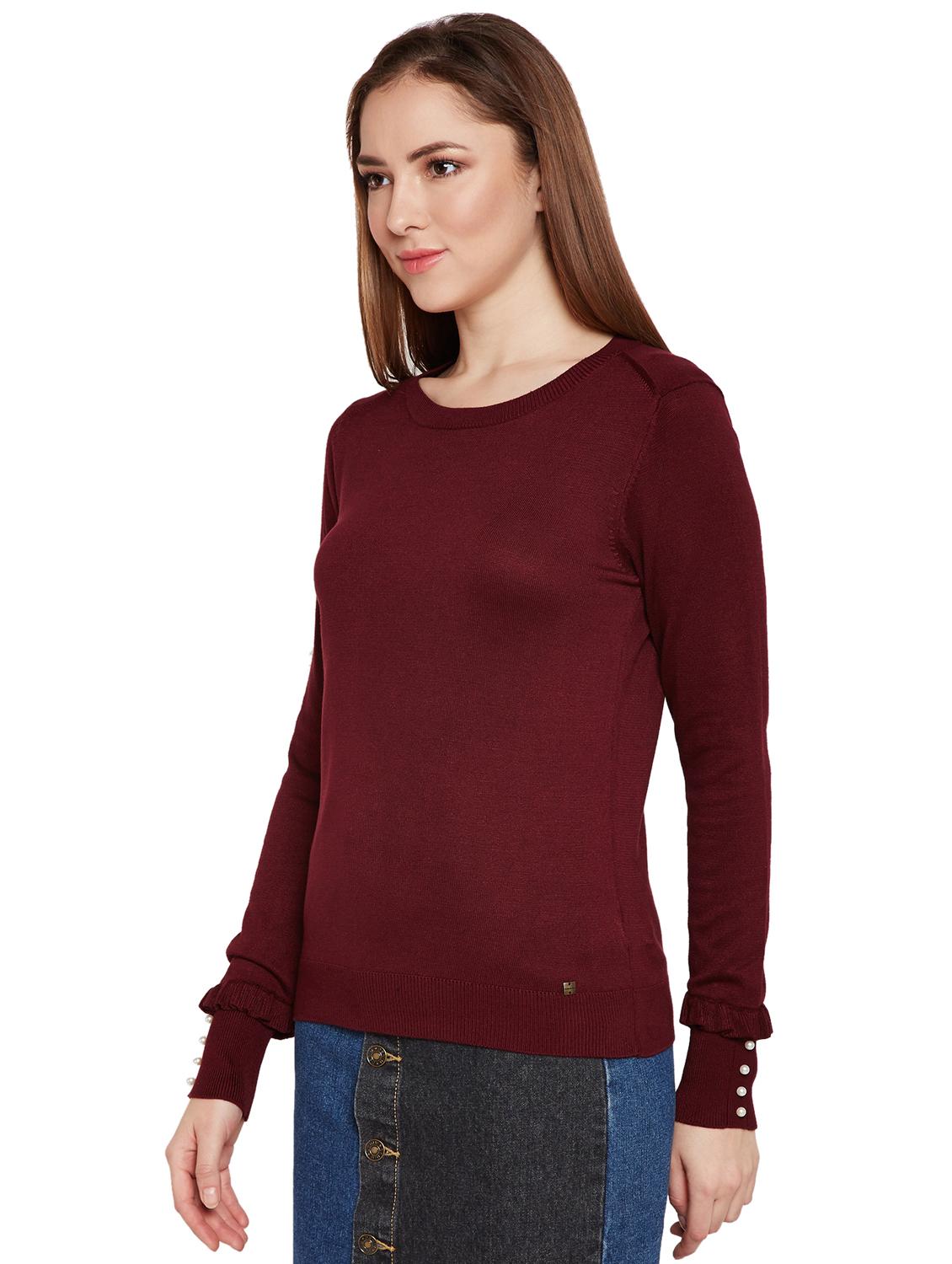 pearl embellished woolen pullover - 15773349 - Zoom Image - 2