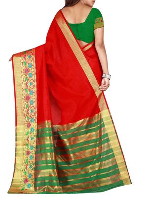 red art silk woven saree with blouse - 15773512 - Standard Image - 2
