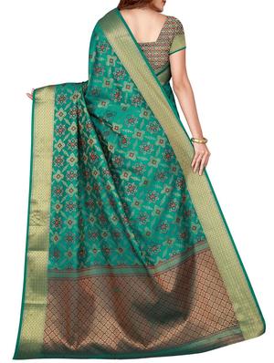 green silk woven saree with blouse - 15773525 - Standard Image - 2