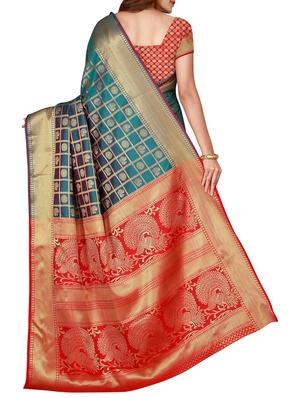 green silk woven saree with blouse - 15773554 - Standard Image - 2
