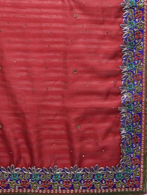 embroidered border embellished saree with blouse - 15775403 - Standard Image - 5