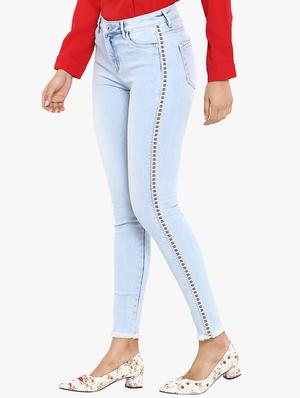 side taping frayed jeans - 15778546 - Standard Image - 2