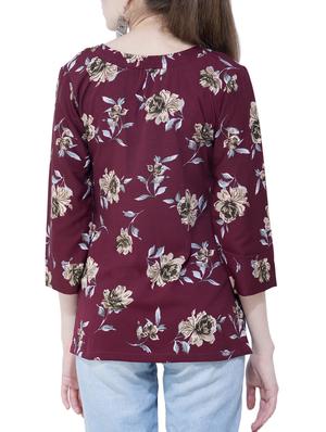 smocked tie up neck floral top - 15778876 - Standard Image - 2
