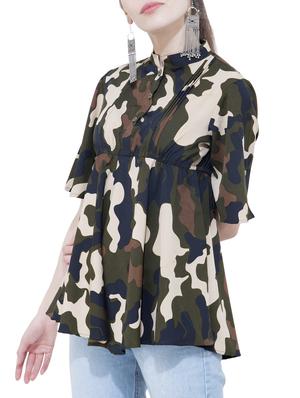 camouflage button detail top - 15778878 - Standard Image - 2