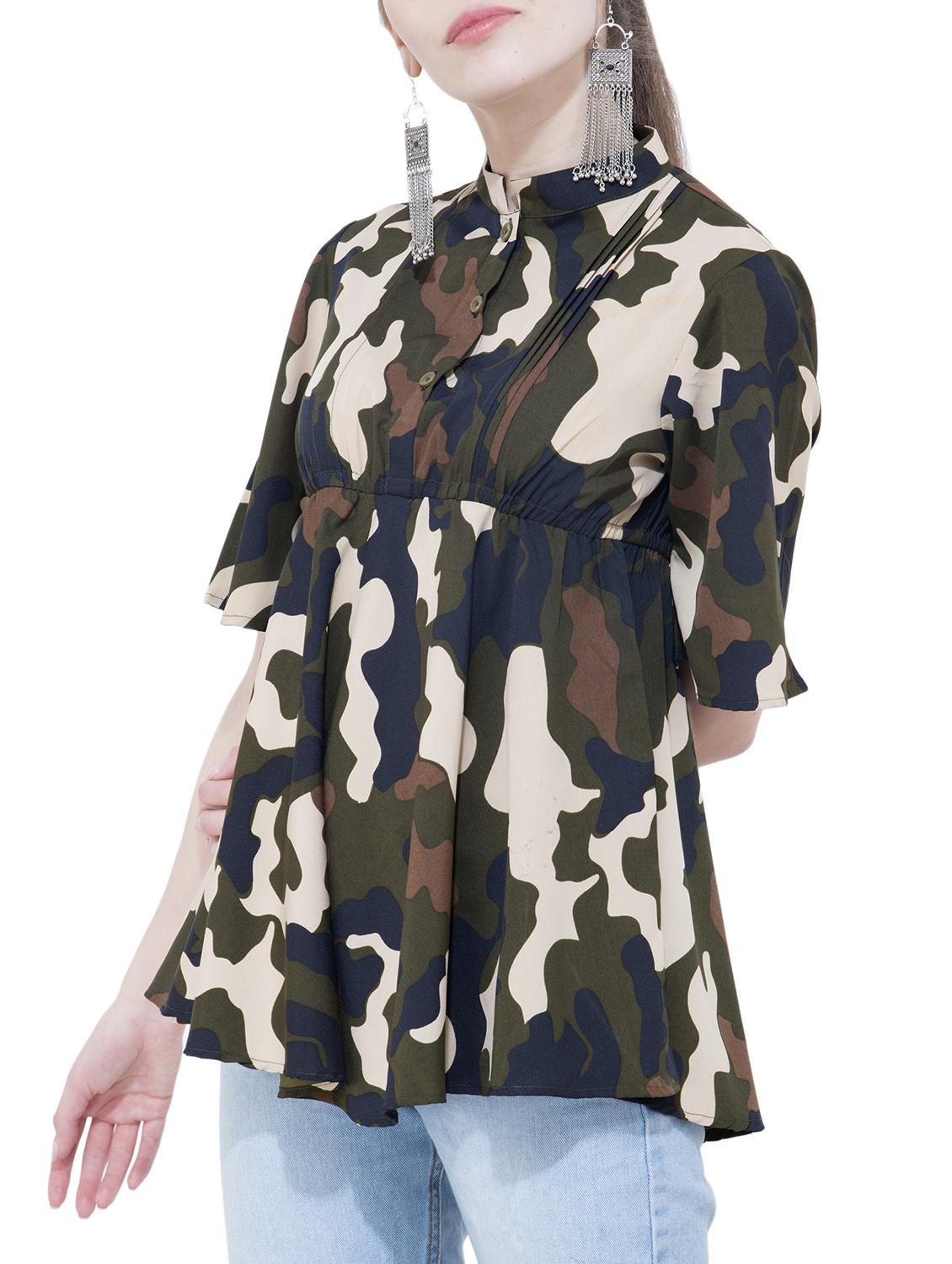 camouflage button detail top - 15778878 - Zoom Image - 2