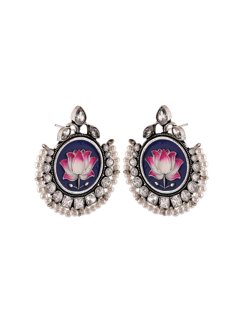 blue brass studs earring - 15779897 - Zoom Image - 2