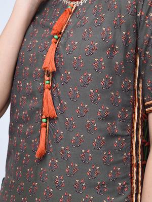 printed layered kurta with tassels - 15781244 - Standard Image - 5
