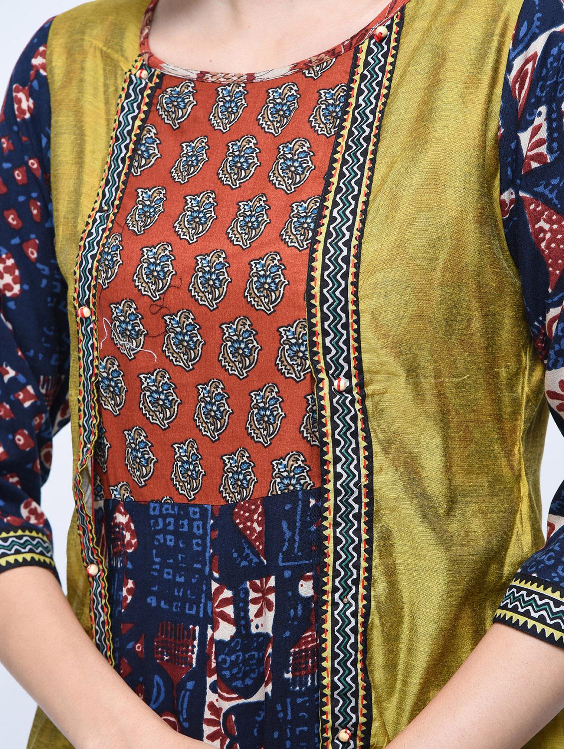 ethnic motifs printed layered dress - 15781247 - Zoom Image - 5