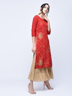 embroidered layered tiered kurta - 15781253 - Standard Image - 2