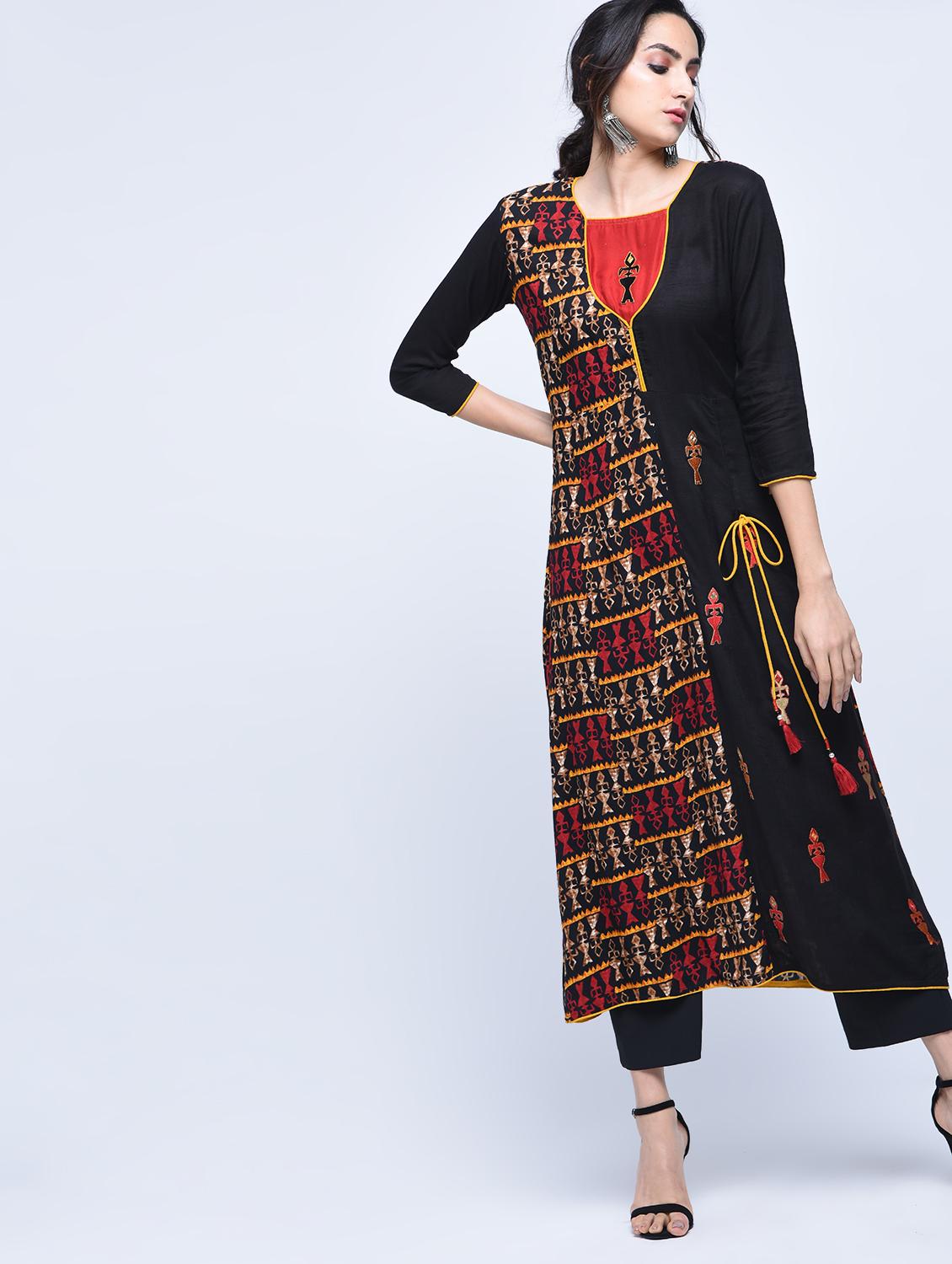 geometrical embroidered a-line kurta - 15781261 - Zoom Image - 2