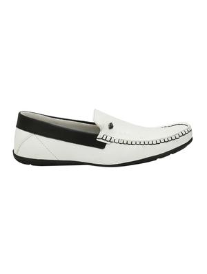 white leatherette slip on loafers - 15784142 - Standard Image - 2