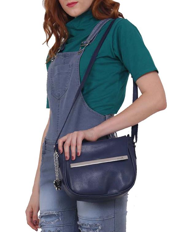 blue leatherette (pu) regular sling bag - 15784250 - Zoom Image - 5