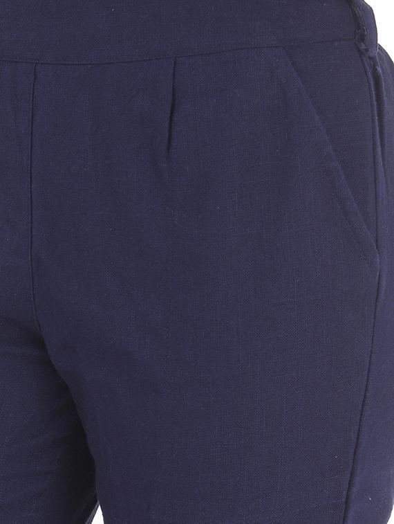 navy blue gathered back trousers - 15784927 - Zoom Image - 5