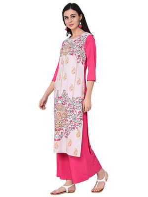 printed kurta with palazzo set - 15786438 - Standard Image - 2