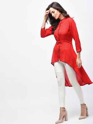 high low solid kurti - 15788593 - Standard Image - 2
