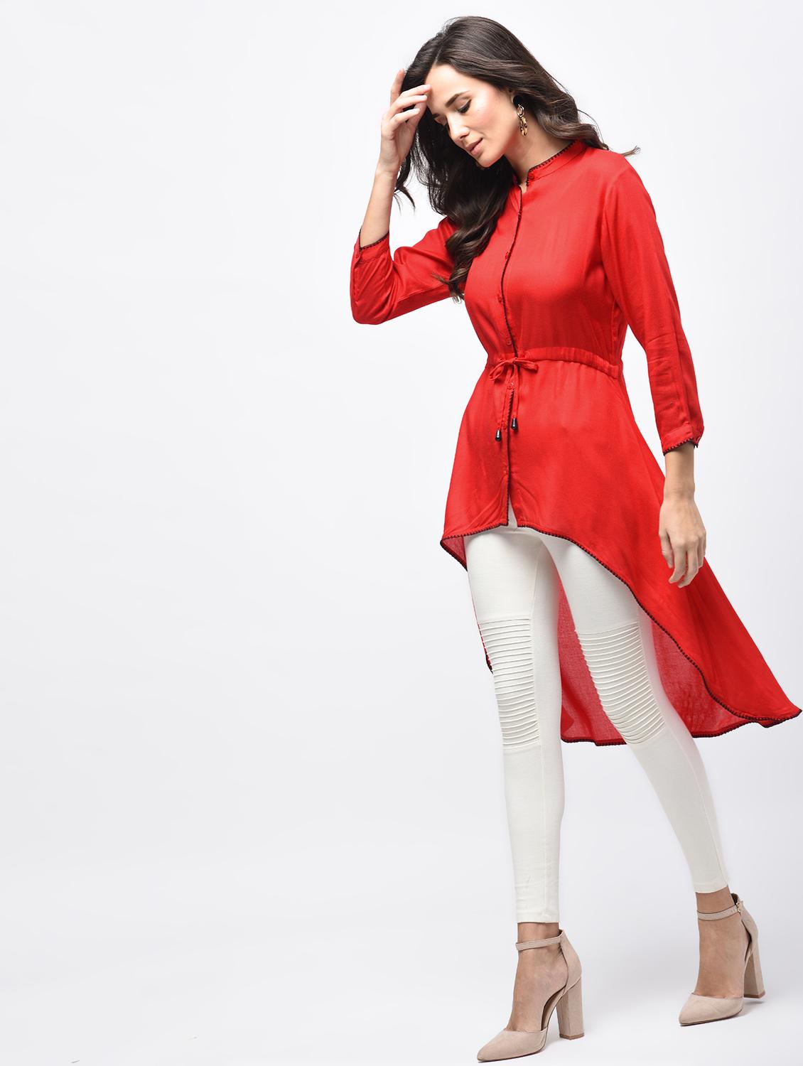 high low solid kurti - 15788593 - Zoom Image - 2