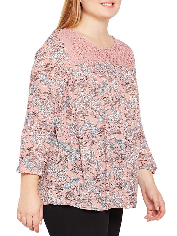 lace detail floral plus top - 15788985 - Zoom Image - 2