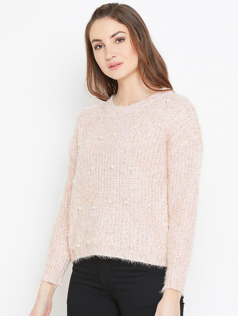pearl embellished drop shoulder pullover - 15790519 - Zoom Image - 2