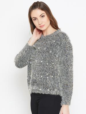 pearl embellished drop shoulder pullover - 15790521 - Standard Image - 2