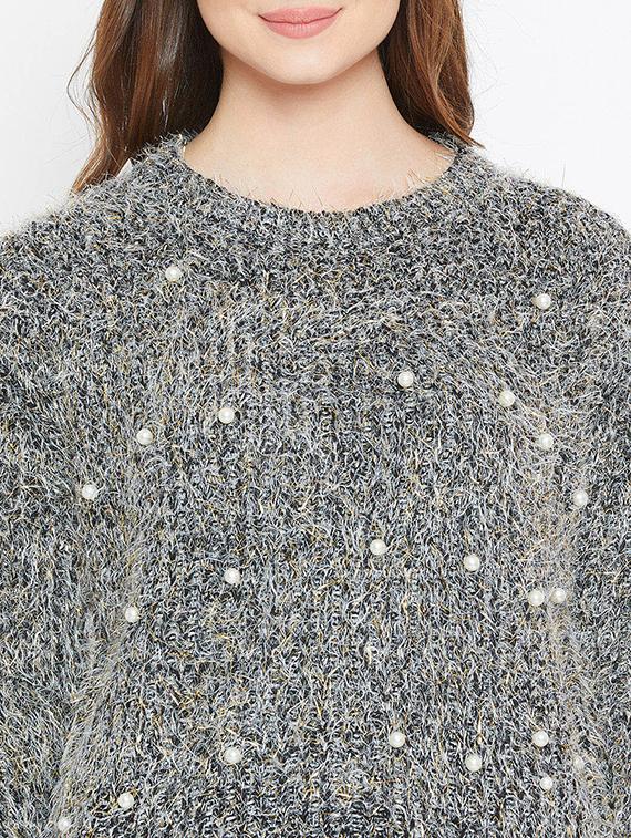 pearl embellished drop shoulder pullover - 15790521 - Zoom Image - 5