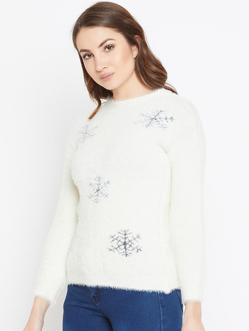 Snow flakes furry pullover - 15790544 - Zoom Image - 2