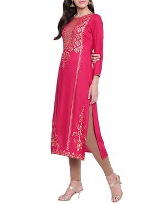 straight foil print kurta - 15791327 - Standard Image - 2