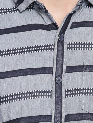 grey striped casual shirt - 15791625 - Standard Image - 5
