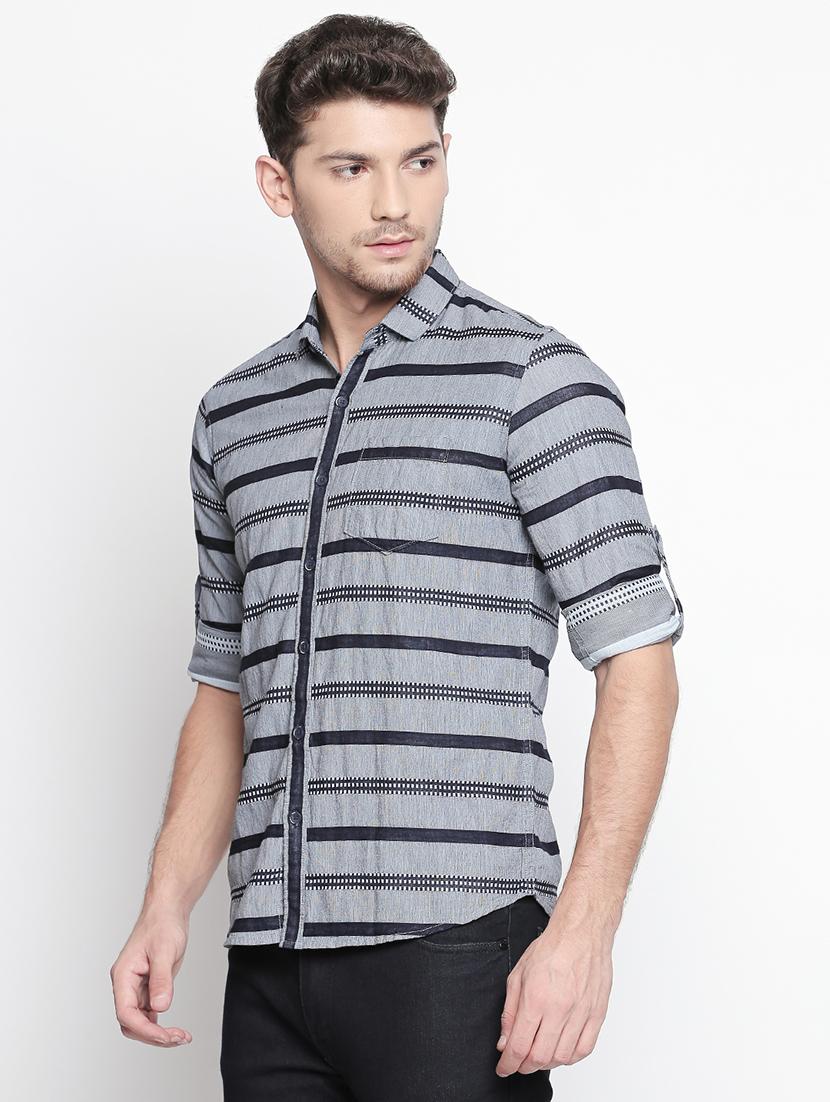 grey striped casual shirt - 15791625 - Zoom Image - 2