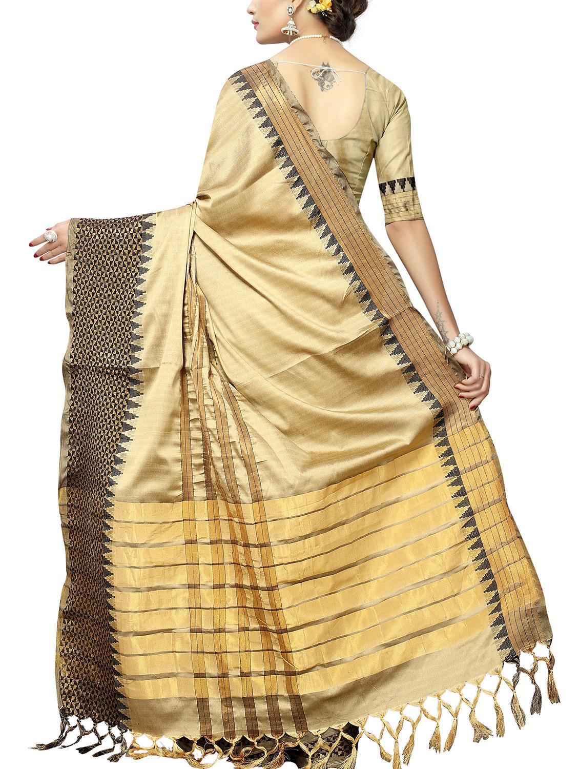 zari striped saree with blouse - 15792355 - Zoom Image - 2