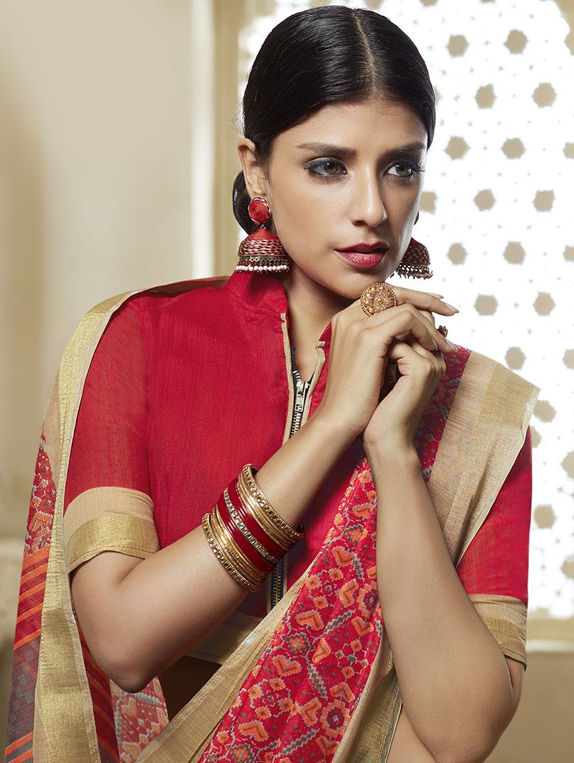 ethnic motif printed saree with blouse - 15792443 - Zoom Image - 2