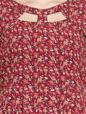 cutout detail floral flared dress - 15793577 - Standard Image - 5