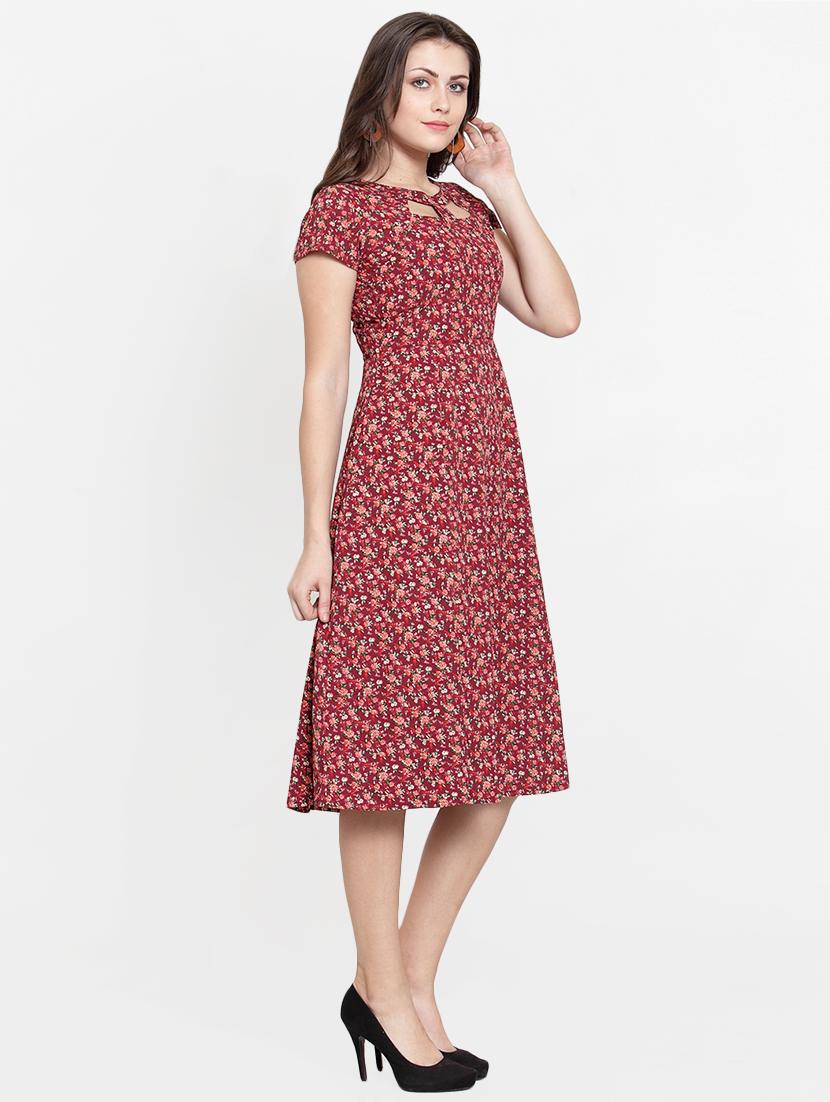 cutout detail floral flared dress - 15793577 - Zoom Image - 2