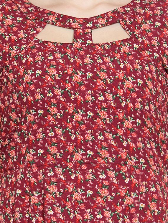 cutout detail floral flared dress - 15793577 - Zoom Image - 5