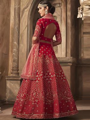 Embroidered flared lehenga - 15795136 - Standard Image - 2