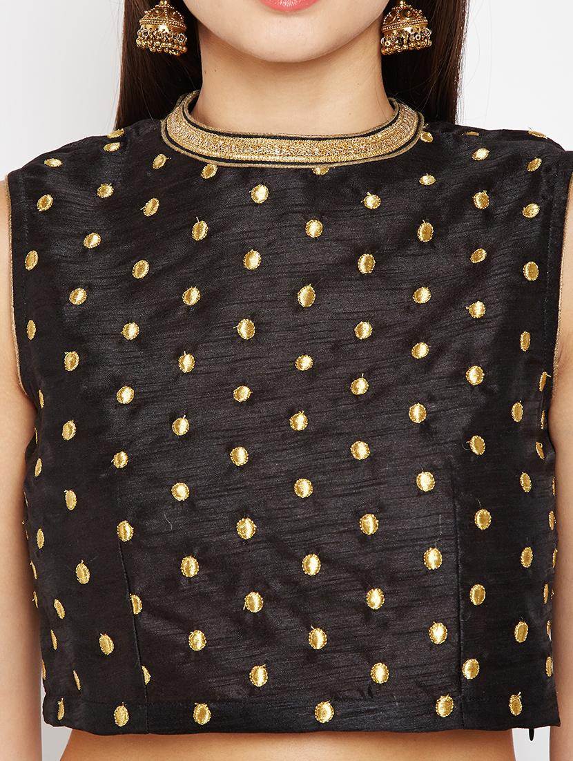 embroidered dupion crop blouse - 15796124 - Zoom Image - 5