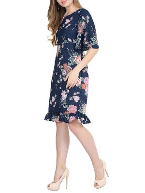 gathered hem floral a-line dress - 15797209 - Standard Image - 2