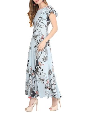 ruffled sleeved botanical print maxi dress - 15797219 - Standard Image - 2