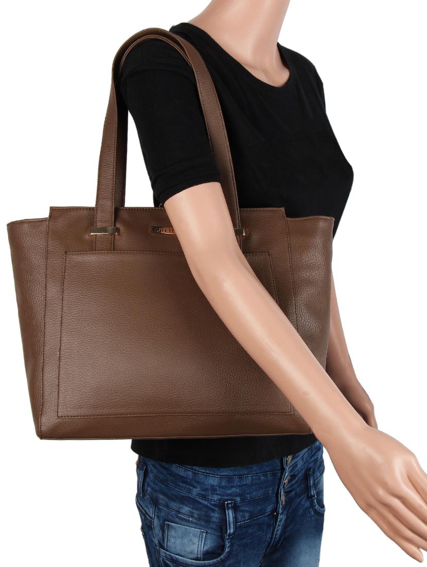 brown leatherette (pu) regular handbag - 15797825 - Zoom Image - 5