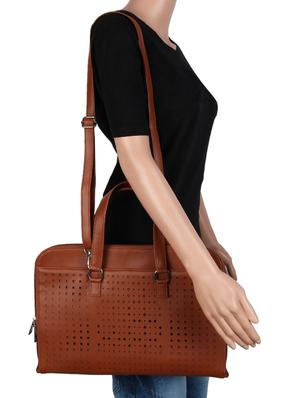 tan leatherette (pu) laptop bag - 15797851 - Standard Image - 5