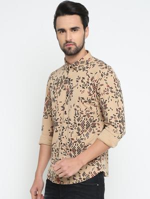 beige printed casual shirt - 15798384 - Standard Image - 2