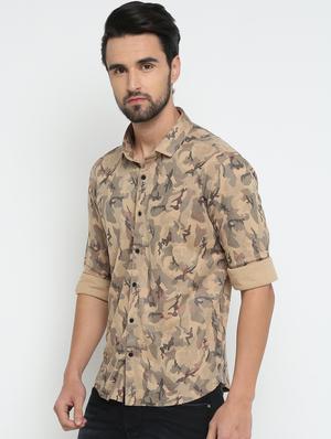 beige printed casual shirt - 15798387 - Standard Image - 2