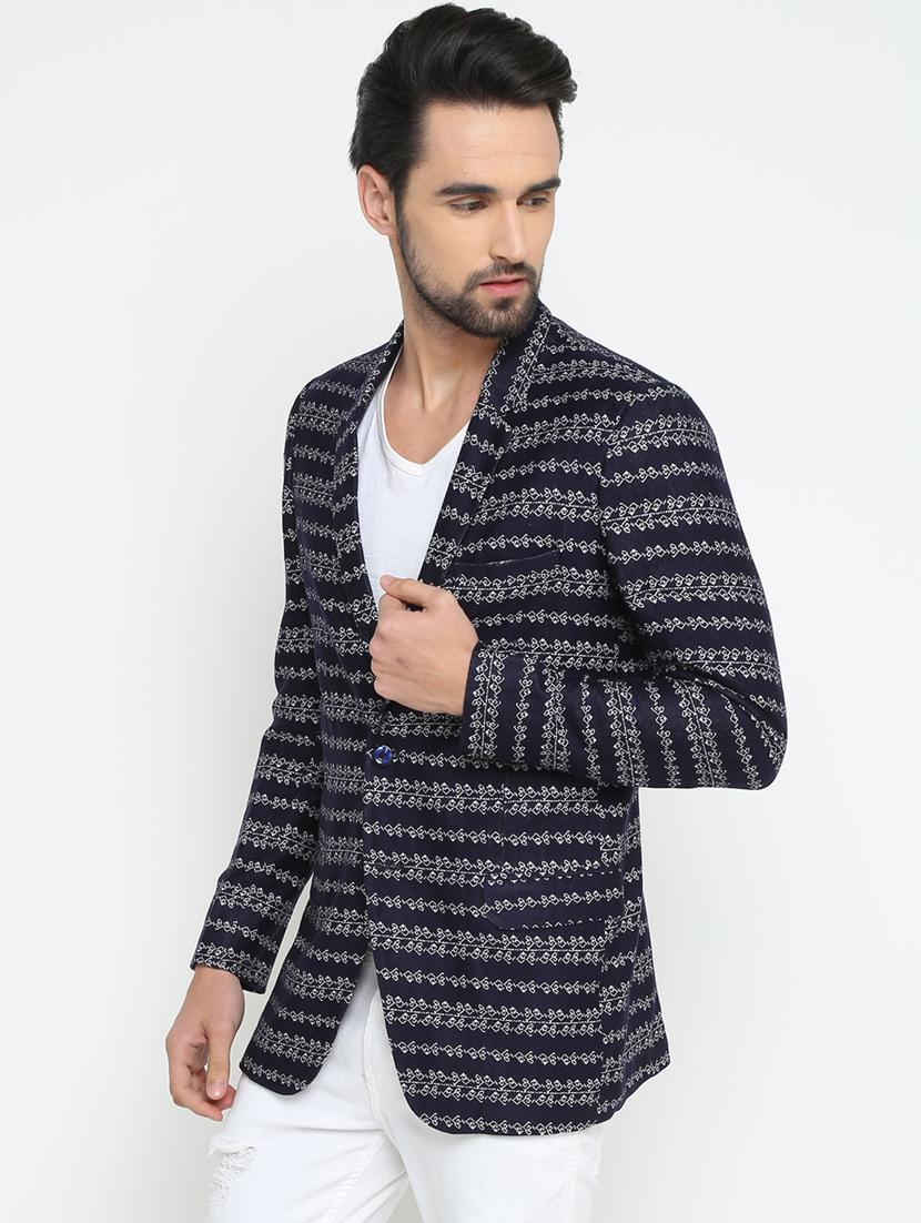 navy blue cotton casual blazer - 15798484 - Zoom Image - 2