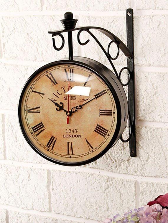 wall hanging vintage style station clock double sided - 15798624 - Zoom Image - 2