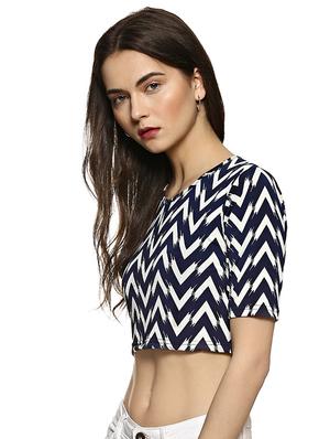 round neck Chevron crop top - 15798781 - Standard Image - 2