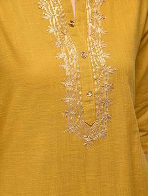 Gota work kurta with slit pant set - 15799429 - Standard Image - 5