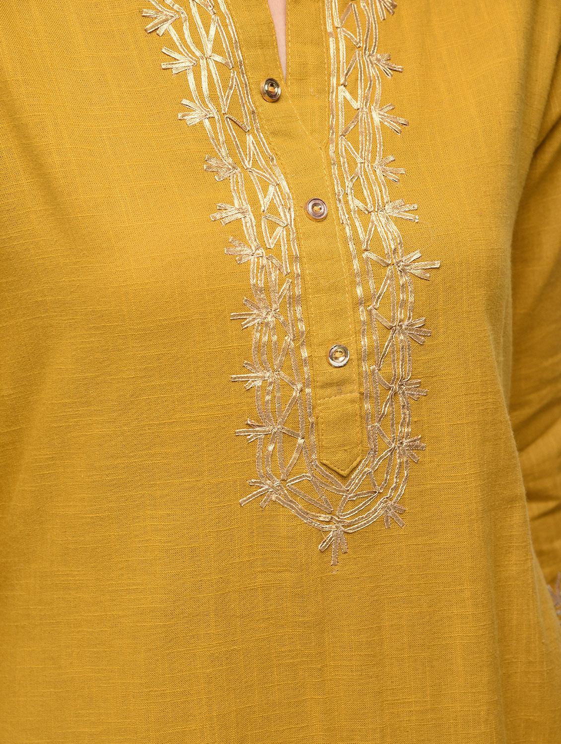 Gota work kurta with slit pant set - 15799429 - Zoom Image - 5